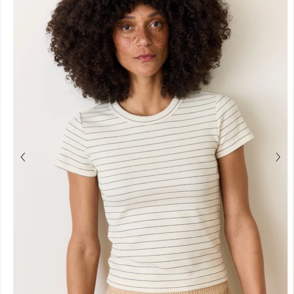 Marine Layer Lexi Rib Sun-In Crew Tee black/white stripe